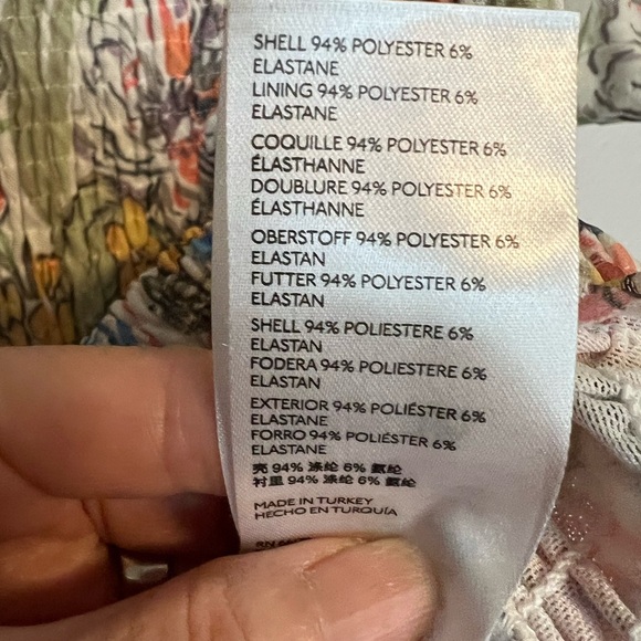 Anthropologie Aurelia Pink and Yellow Puff Sleeve Smocked Blouse Boho Large - Picture 9 of 9